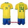Virallinen Fanipaita + Shortsit Brasilia Eder Militao 14 Kotipelipaita MM-Kisat 2022 - Lasten
